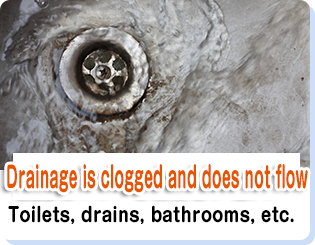 clogged and unable to flow